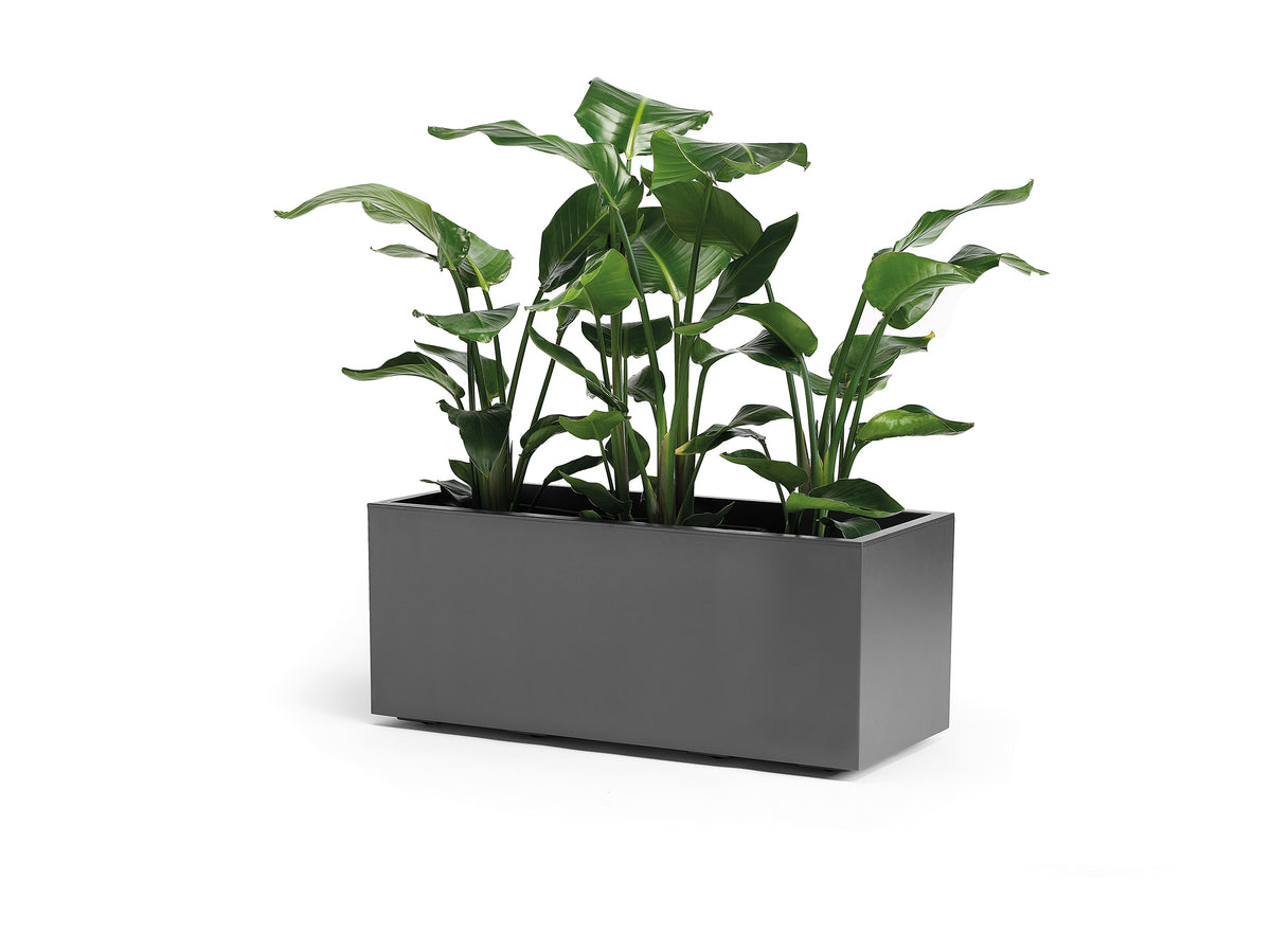 Jardinera plástico reciclado, 8 ruedas, Kebe, 100x40 cm - Antracita